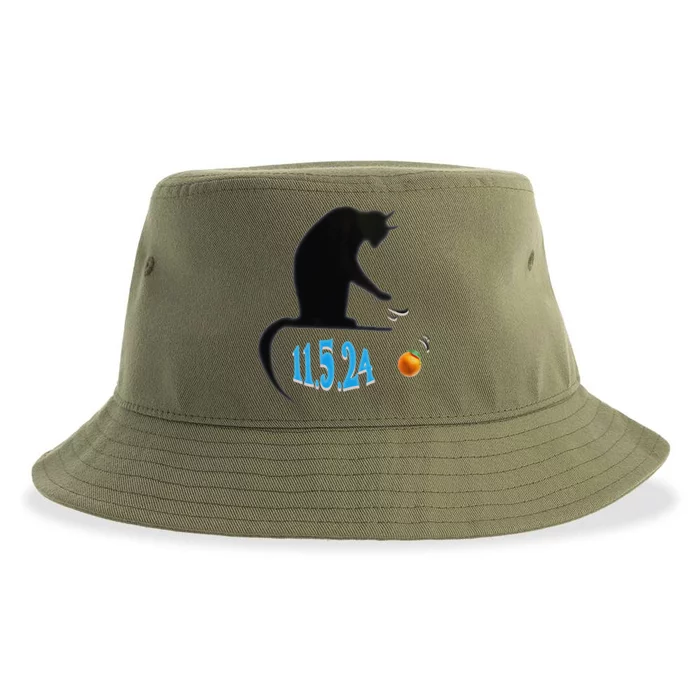 Funny Cat Swatting Orange Off Table On Election Day Sustainable Bucket Hat