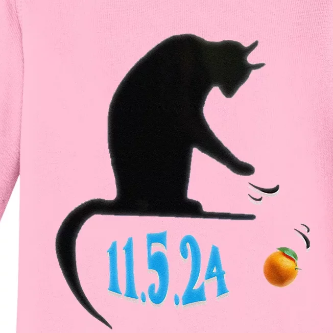 Funny Cat Swatting Orange Off Table On Election Day Baby Long Sleeve Bodysuit