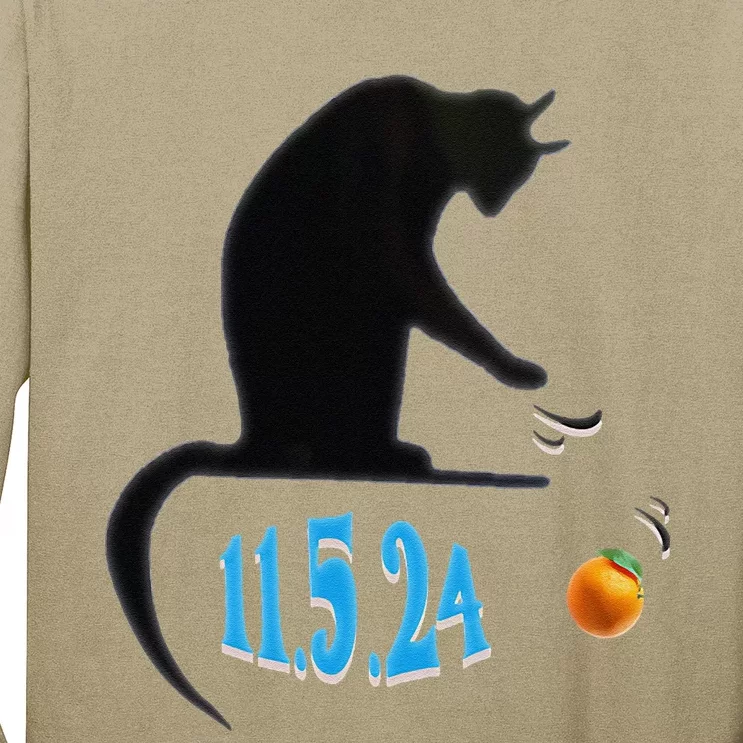 Funny Cat Swatting Orange Off Table On Election Day Long Sleeve Shirt