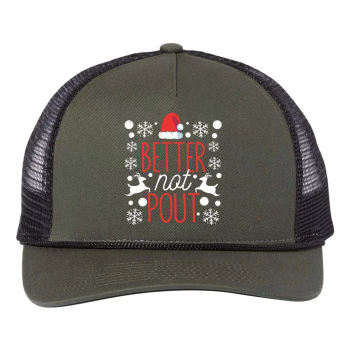 Funny Christmas Santa Claus Holiday Party Better Not Pout Gift Retro Rope Trucker Hat Cap