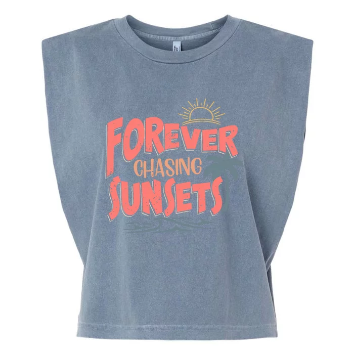 Forever Chasing Sunsets Garment-Dyed Women's Muscle Tee