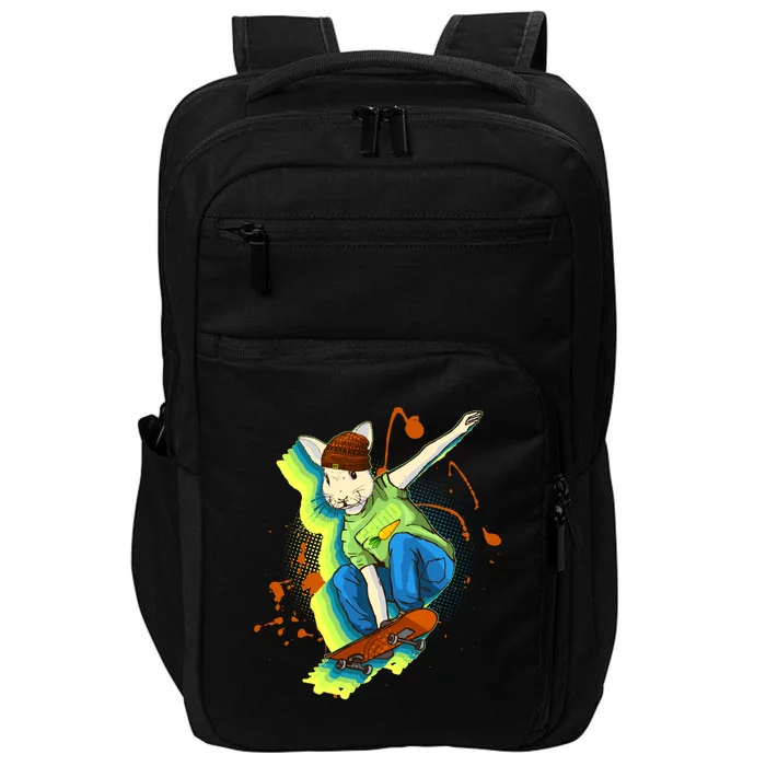 Funny Cool Skateboarding Easter Rabbit Bunny Impact Tech Backpack