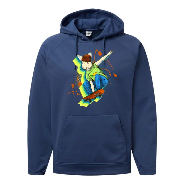 Funny Cool Skateboarding Easter Rabbit Bunny Performance Fleece Hoodie