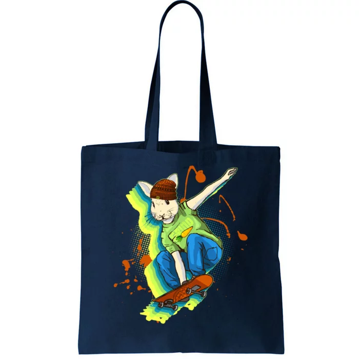 Funny Cool Skateboarding Easter Rabbit Bunny Tote Bag