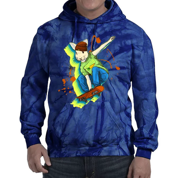 Funny Cool Skateboarding Easter Rabbit Bunny Tie Dye Hoodie