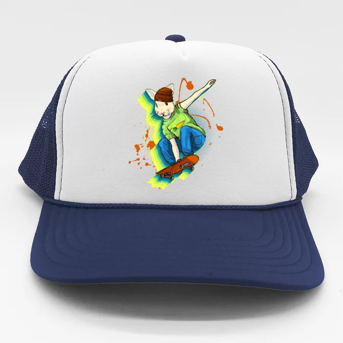 Funny Cool Skateboarding Easter Rabbit Bunny Trucker Hat