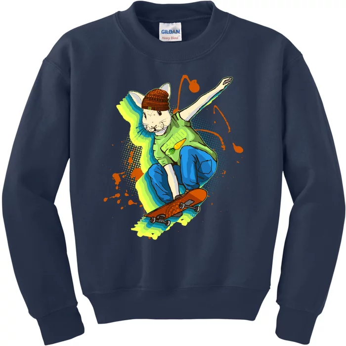 Funny Cool Skateboarding Easter Rabbit Bunny Kids Sweatshirt