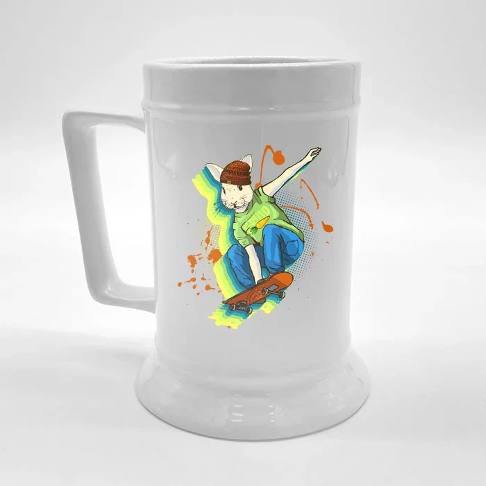 Funny Cool Skateboarding Easter Rabbit Bunny Front & Back Beer Stein