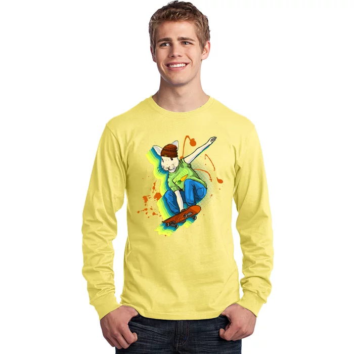 Funny Cool Skateboarding Easter Rabbit Bunny Long Sleeve Shirt