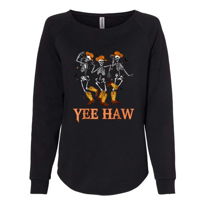 Funny Cowboy Skeleton Dancing Yeehaw Western Halloween Womens California Wash Sweatshirt