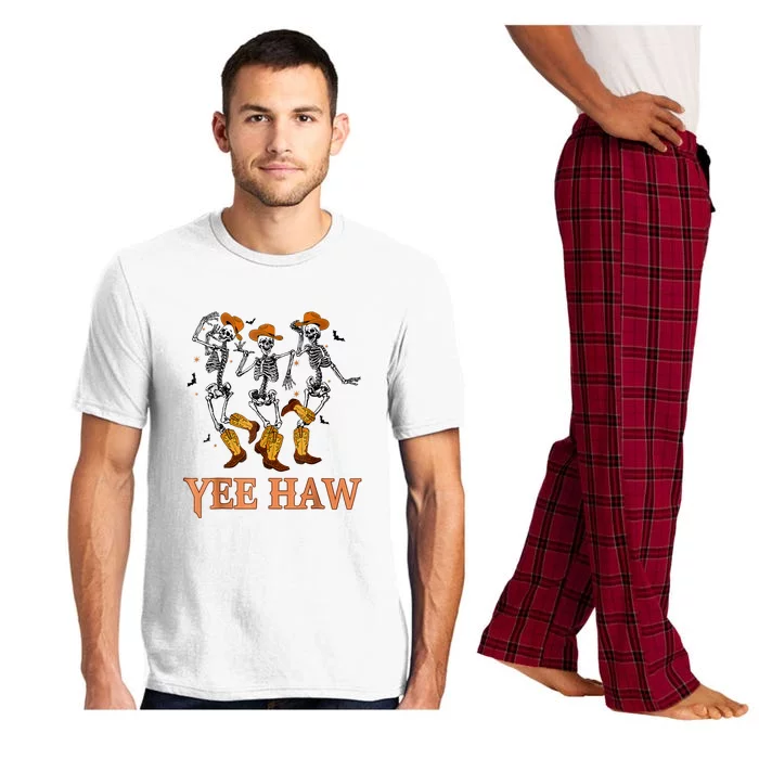 Funny Cowboy Skeleton Dancing Yeehaw Western Halloween Pajama Set