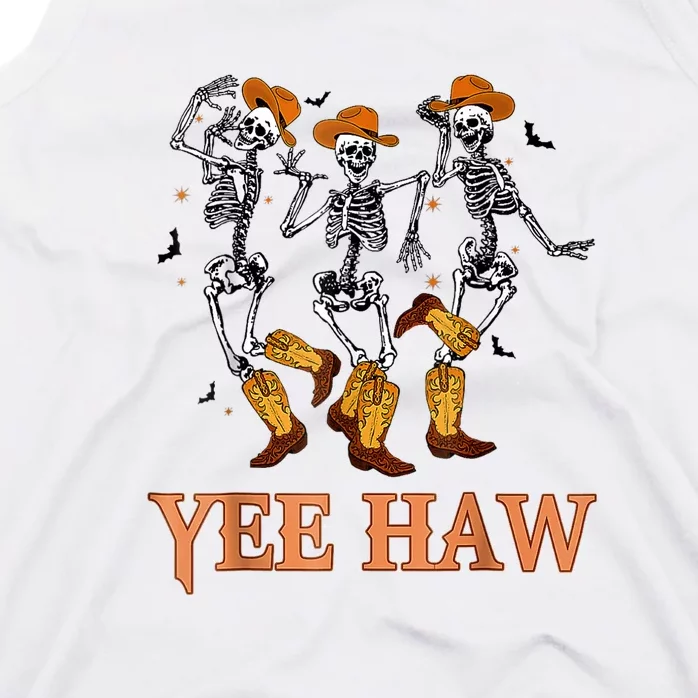 Funny Cowboy Skeleton Dancing Yeehaw Western Halloween Tank Top