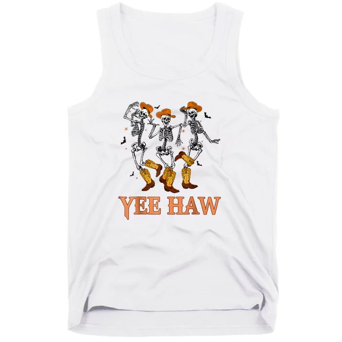 Funny Cowboy Skeleton Dancing Yeehaw Western Halloween Tank Top