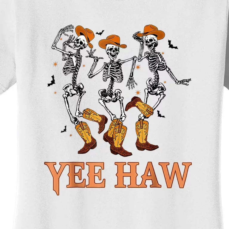 Funny Cowboy Skeleton Dancing Yeehaw Western Halloween Women's T-Shirt