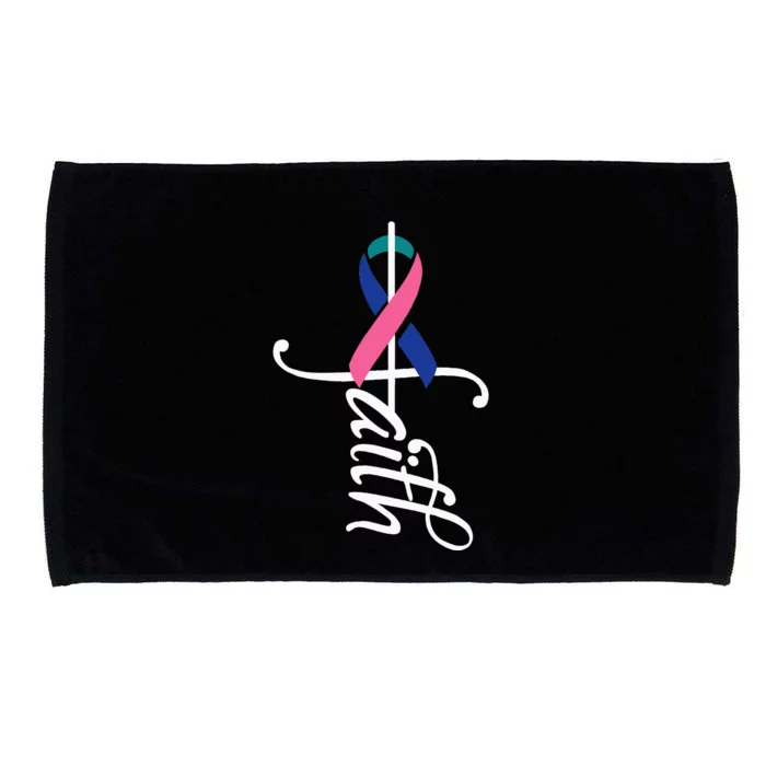 Faith Cancer Support Ribbon Thyroid Cancer Awareness Microfiber Hand Towel