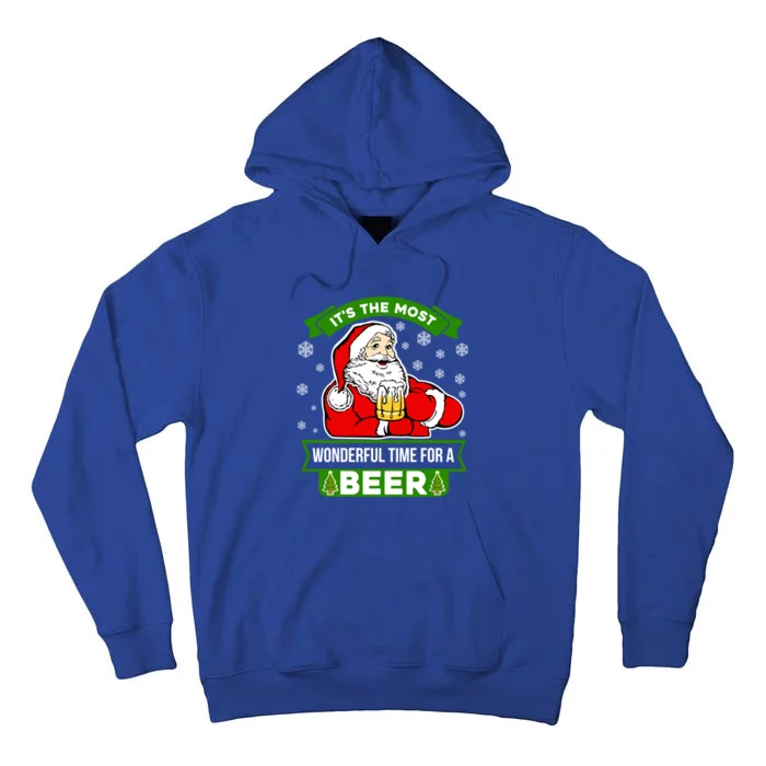 Funny Christmas Santa Claus Most Wonderful Time For A Beer Gift Tall Hoodie