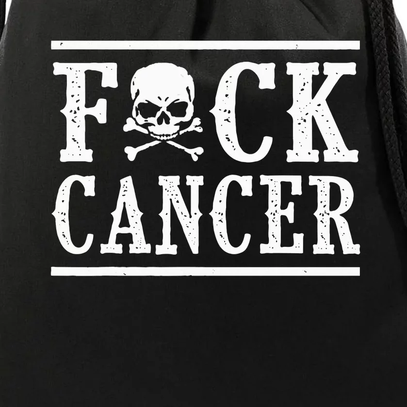 Fuck Cancer Skull and Crossbones Skeleton Breast Cancer Drawstring Bag