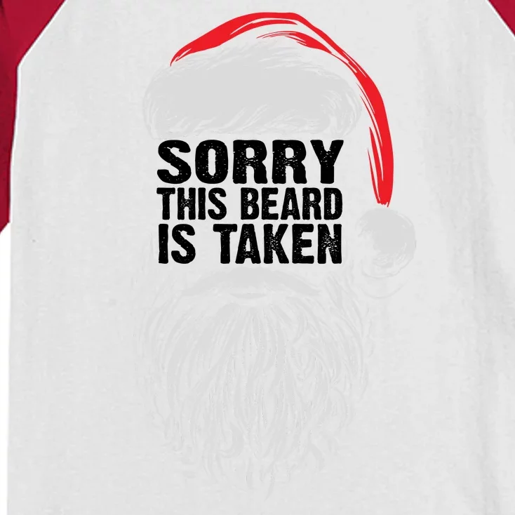 Funny Christmas Sorry This Beard Is Taken Santa Claus Kids Colorblock Raglan Jersey