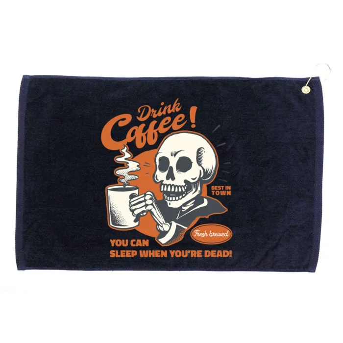 Funny Coffee Skeleton Halloween Spooky Cute Gift Grommeted Golf Towel