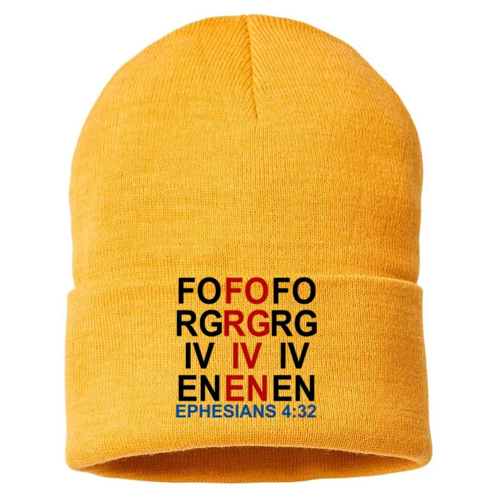 Forgiven Christian Saying Sustainable Knit Beanie