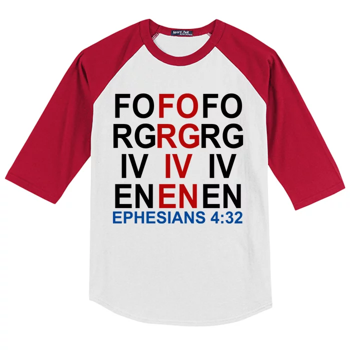 Forgiven Christian Saying Kids Colorblock Raglan Jersey