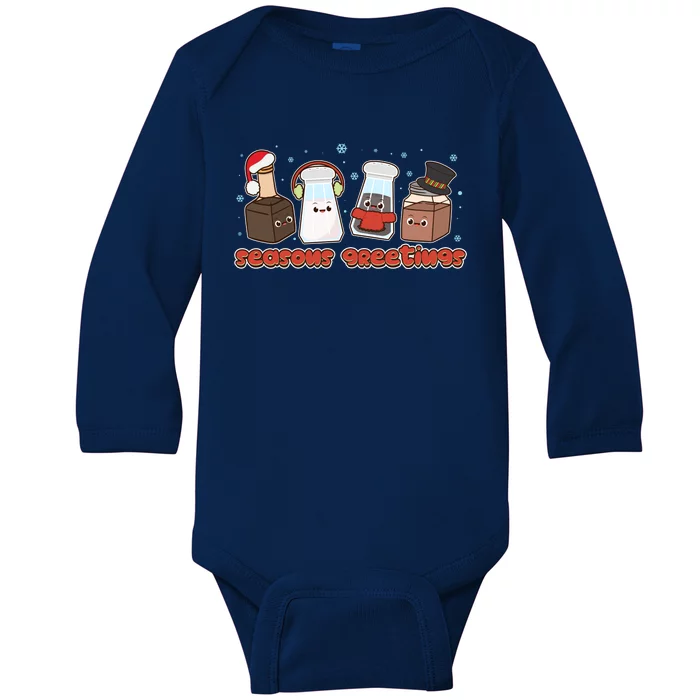 Funny Christmas Seasons Greeting Baby Long Sleeve Bodysuit