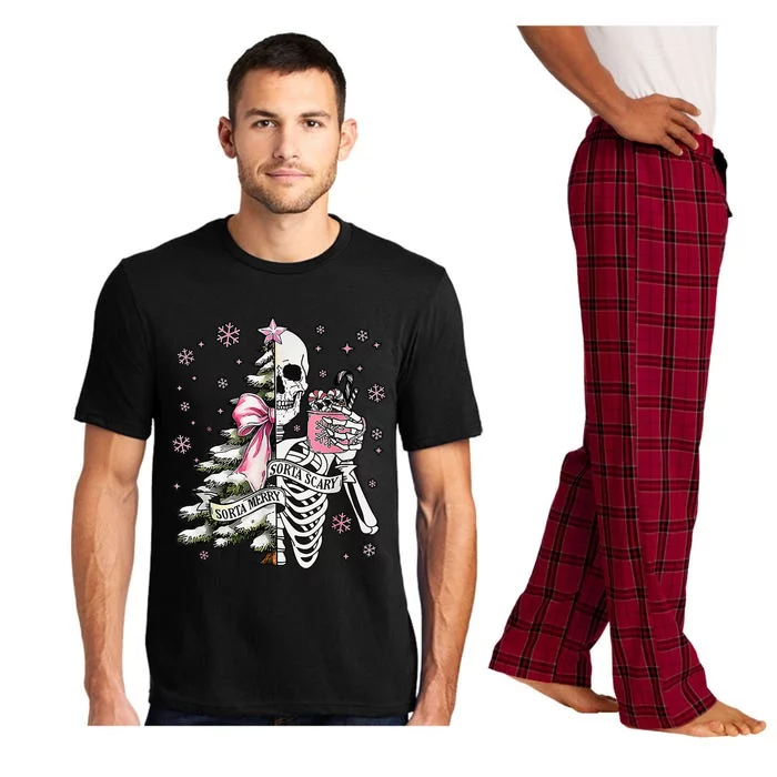 Funny Christmas Sorta Merry Sorta Scary Skeleton Xmas Tree Pajama Set