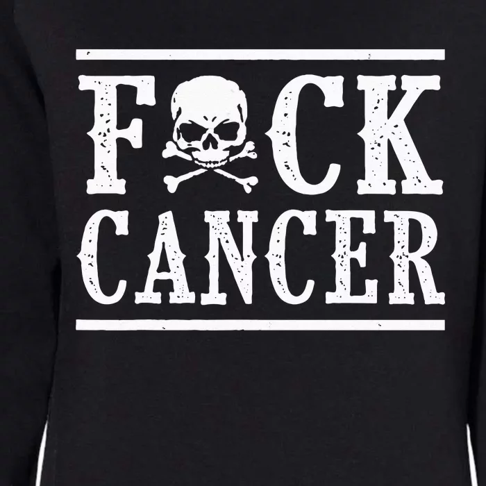 Fuck Cancer Skull and Crossbones Skeleton Breast Cancer Womens California Wash Sweatshirt