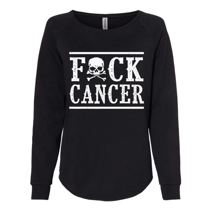 Fuck Cancer Skull and Crossbones Skeleton Breast Cancer Womens California Wash Sweatshirt