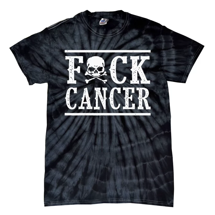 Fuck Cancer Skull and Crossbones Skeleton Breast Cancer Tie-Dye T-Shirt