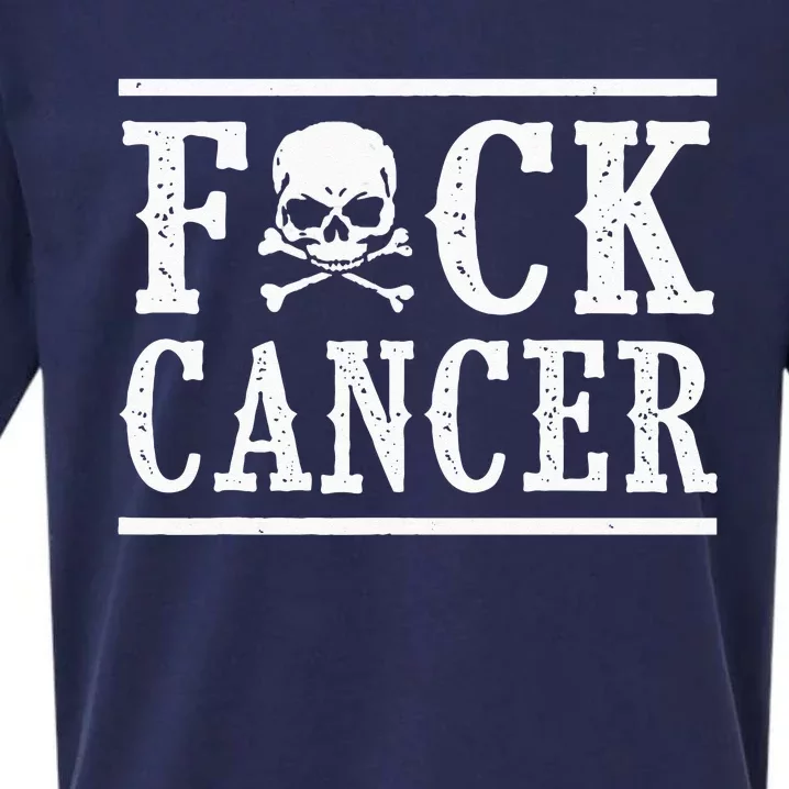 Fuck Cancer Skull and Crossbones Skeleton Breast Cancer Sueded Cloud Jersey T-Shirt