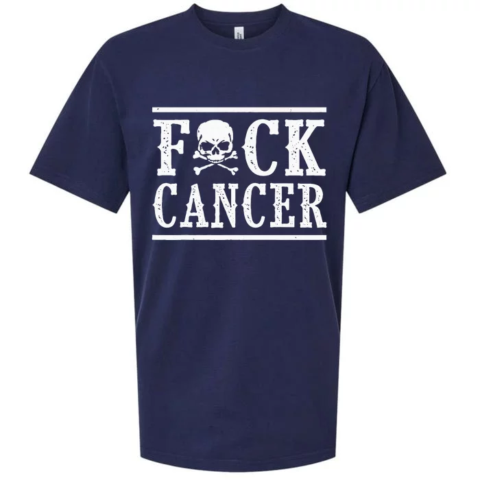 Fuck Cancer Skull and Crossbones Skeleton Breast Cancer Sueded Cloud Jersey T-Shirt