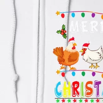 Festive Chicken Santa Hat with Lights Hilarious Christmas Gift Full Zip Hoodie