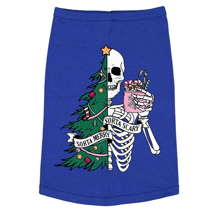 Funny Christmas Sorta Merry Sorta Scary Skeleton Xmas Tree Doggie Tank