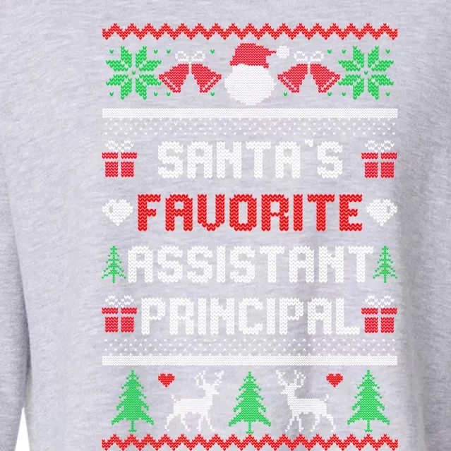 Funny Christmas Santa's Favorite Assistant Principal Funny Gift Cropped Pullover Crew