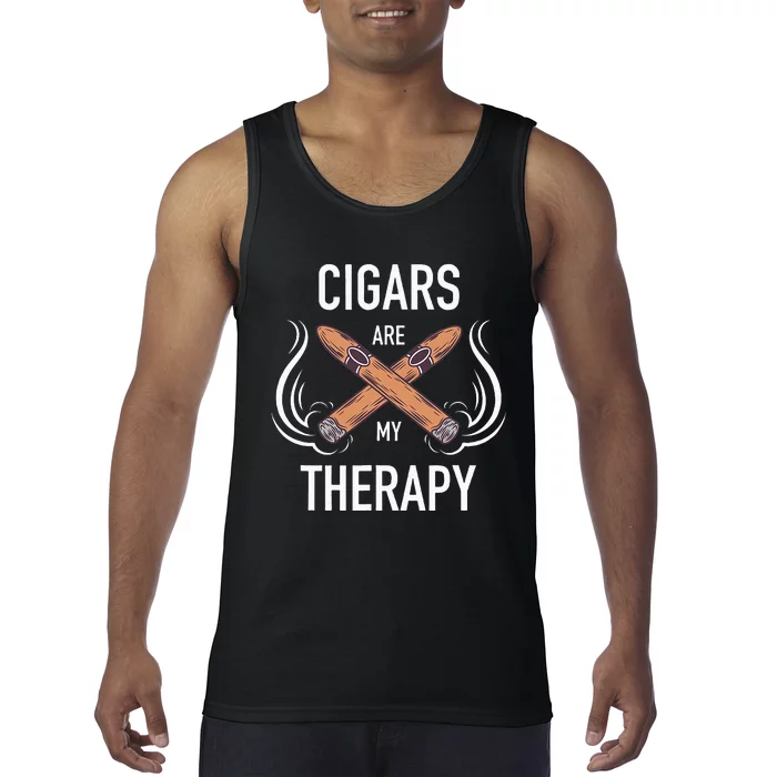 Funny Cigar Smoker Cigars Are My Therapy Gift Tank Top