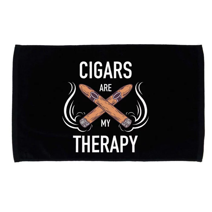 Funny Cigar Smoker Cigars Are My Therapy Gift Microfiber Hand Towel