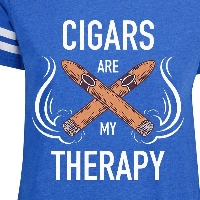 Funny Cigar Smoker Cigars Are My Therapy Gift Enza Ladies Jersey Football T-Shirt