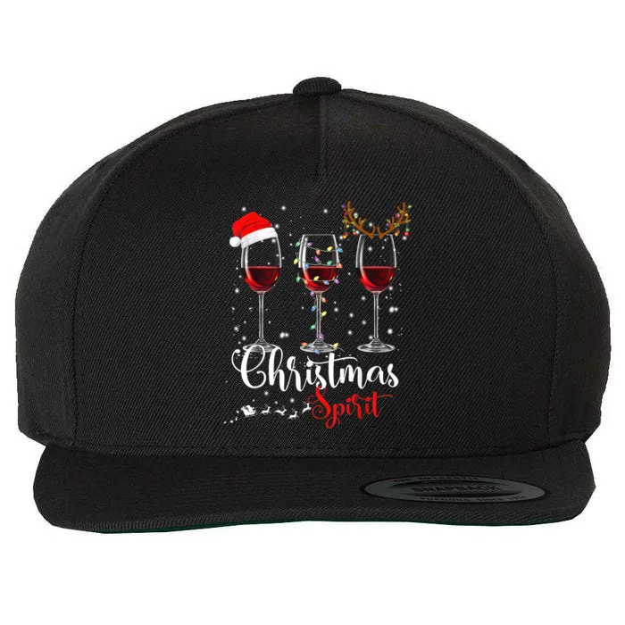 Funny Christmas Spirits Glasses Of Wine Xmas Holidays Party Wool Snapback Cap