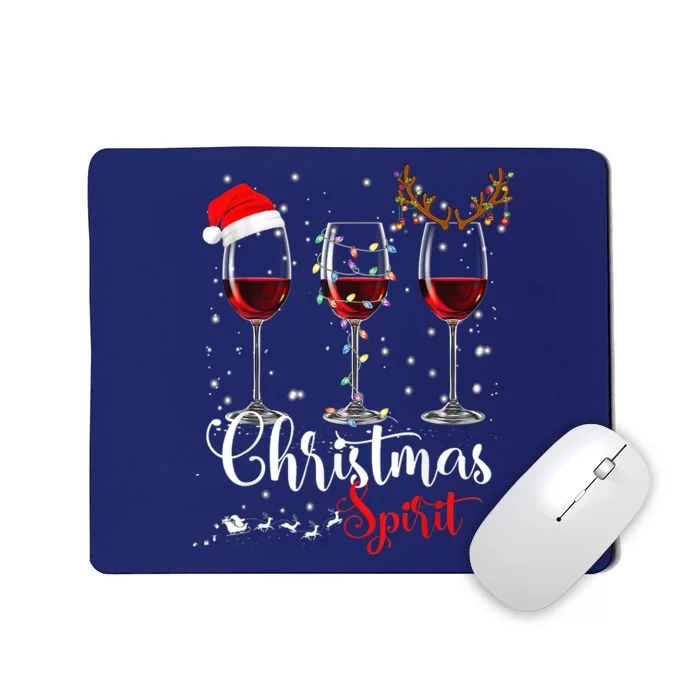 Funny Christmas Spirits Glasses Of Wine Xmas Holidays Party Mousepad