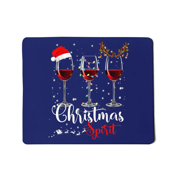 Funny Christmas Spirits Glasses Of Wine Xmas Holidays Party Mousepad