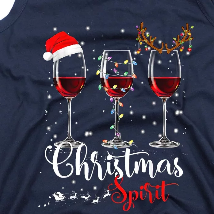 Funny Christmas Spirits Glasses Of Wine Xmas Holidays Party Tank Top