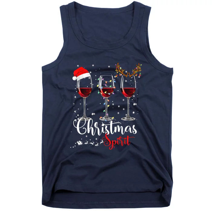 Funny Christmas Spirits Glasses Of Wine Xmas Holidays Party Tank Top