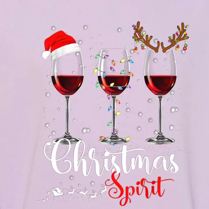 Funny Christmas Spirits Glasses Of Wine Xmas Holidays Party Garment-Dyed Sweatshirt