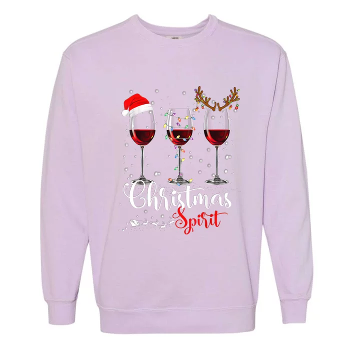 Funny Christmas Spirits Glasses Of Wine Xmas Holidays Party Garment-Dyed Sweatshirt