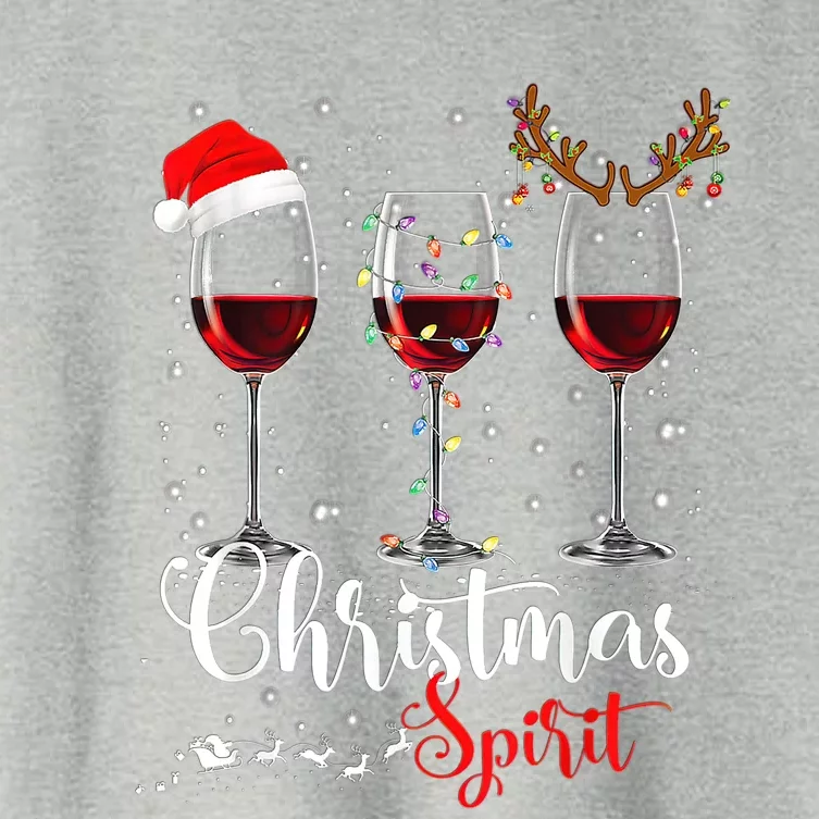 Funny Christmas Spirits Glasses Of Wine Xmas Holidays Party Women's Crop Top Tee