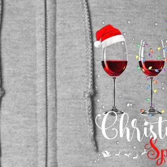 Funny Christmas Spirits Glasses Of Wine Xmas Holidays Party Full Zip Hoodie