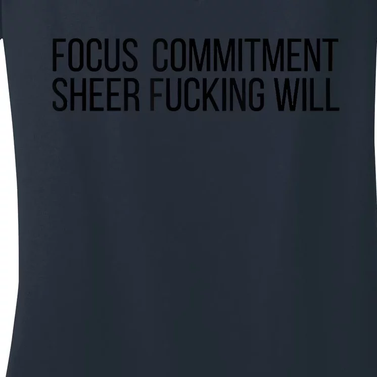 Focus Commitment Sheer Will Women's V-Neck T-Shirt