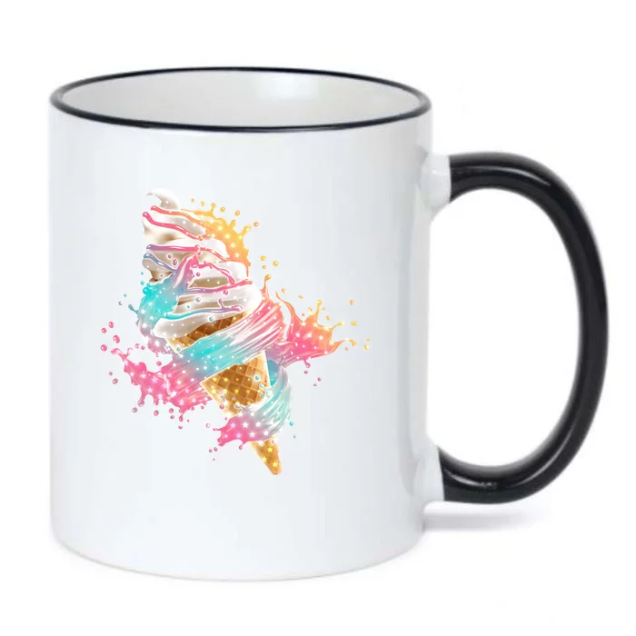 Fun Colorful Summer Time Vanilla Ice Cream Black Color Changing Mug