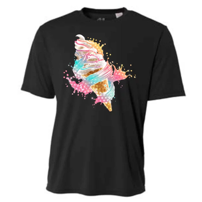 Fun Colorful Summer Time Vanilla Ice Cream Cooling Performance Crew T-Shirt